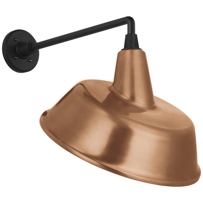 Thomas O'Brien, "Academy 17.5" Mack Barn Light in Matte Black with 16" Tilted Bowers Shade, Soft Copper