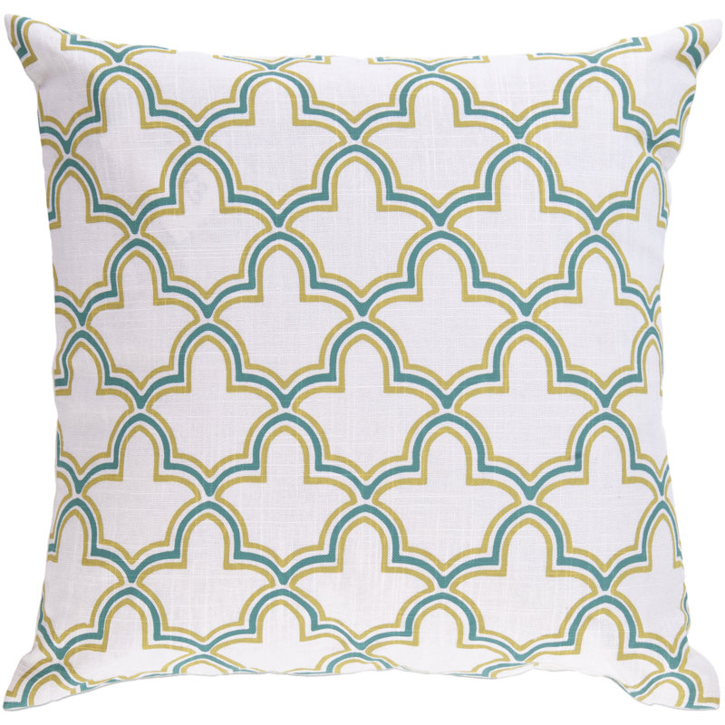 Coussin Dazzling, H 20 po x l 22 po, Vert fougère / bleu-vert / crème pêche, Inférieur