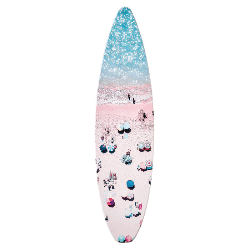 Planche de surf American Art Decor - foule sur la plage, art mural - décor de plage