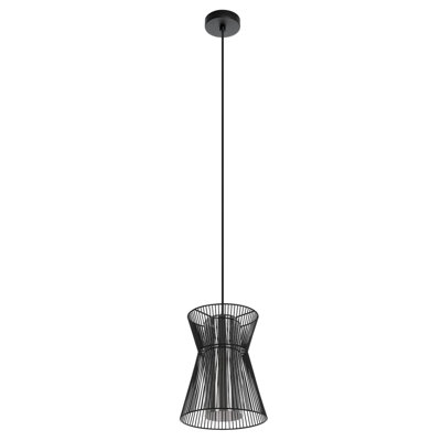 Luminaire suspendu Niall 1 lumière - Structure en métal noir structuré - Verre fumé transparent