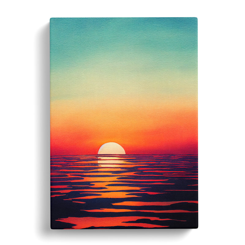 Ocean Sunset In Watercolour No.6 - Wrapped Canvas, 60cm H x 40cm W x 3cm D