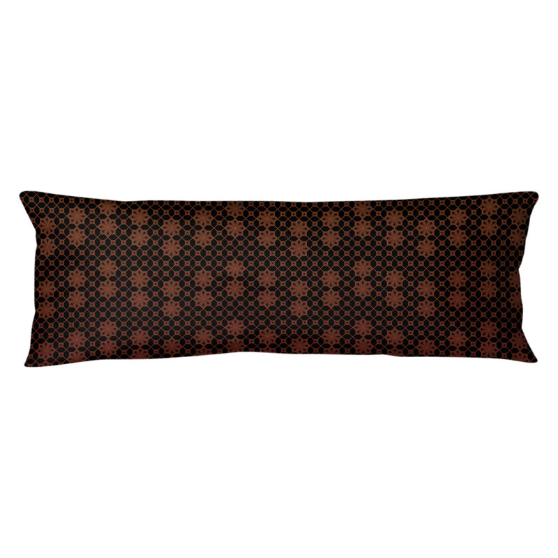 Coussin lombaire en treillis, Orange / Rouge, Bourre en polyester, Microfibre