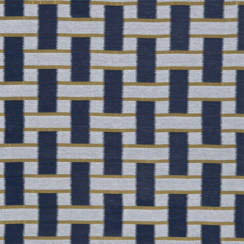 Saki Fabric, Indigo/Ochre