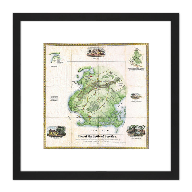 Map War American Independence Battle Brooklyn Replica - Single Picture Frame Painting