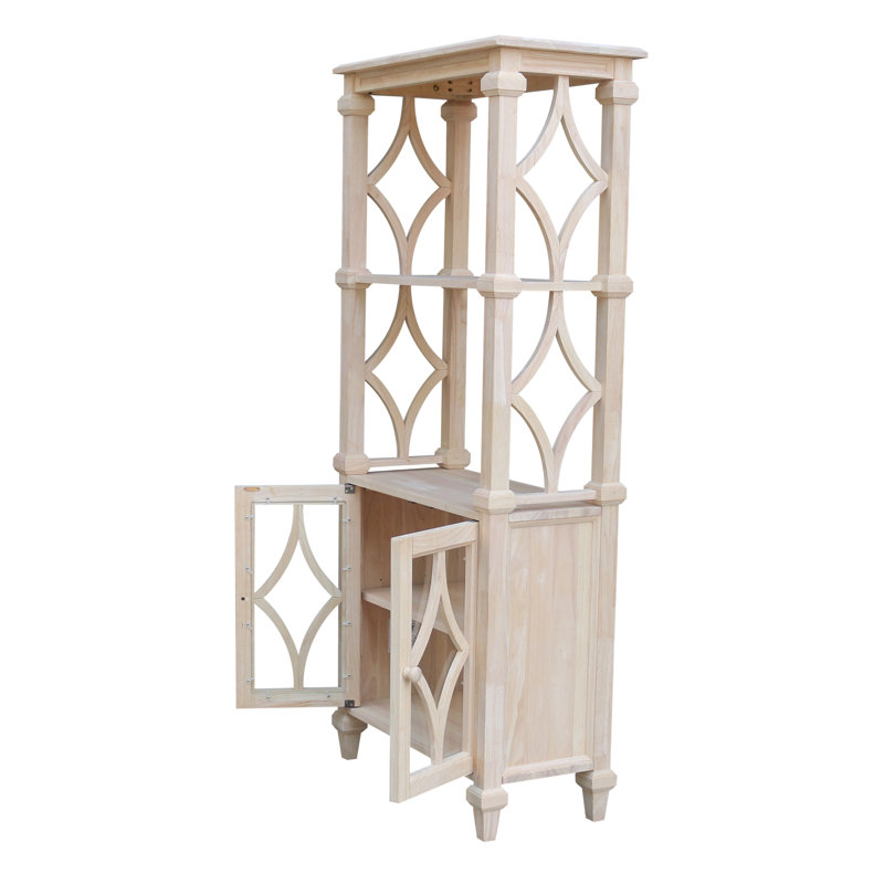 Josephine Solid Wood Unfinished Brown Bookcase with Doors