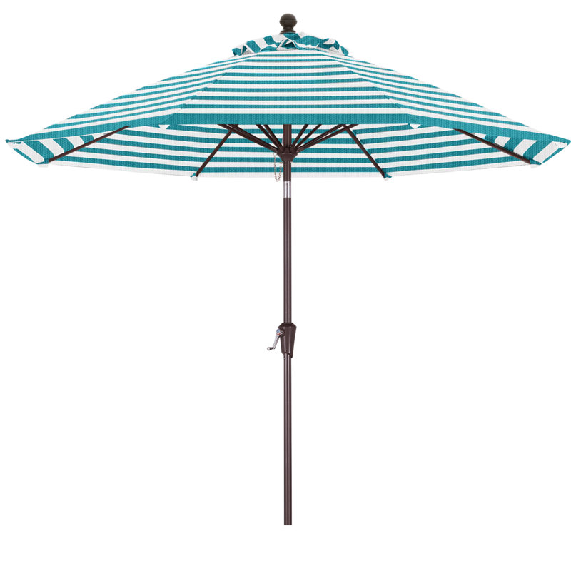 Parasol de marché en oléfine de 2,74 m (9 pi) avec inclinaison et levage à manivelle, Rayures lagon