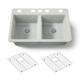 Riverby 33" Enameled Cast Iron Undermount Double Basin Kitchen Sink