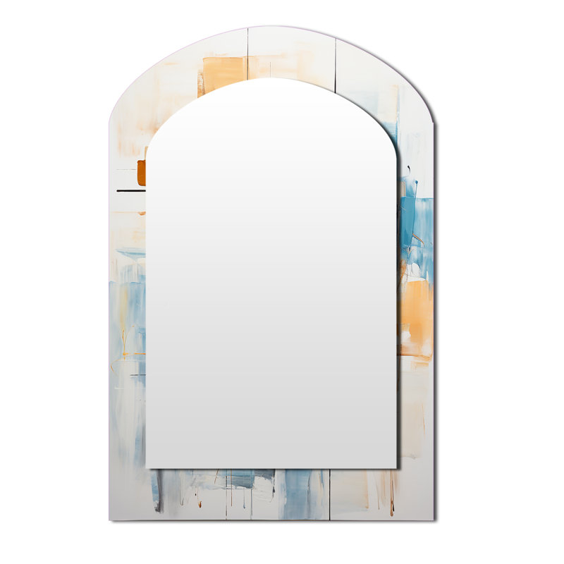 Miroir mural arqué coloré sur métal Mid Century Retro Reflections III, 43 po x 33 po