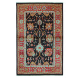 Hand Knotted Wool Area Rug in Brown And Rust