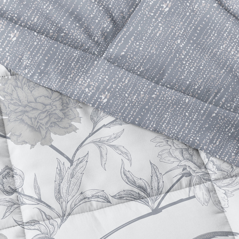  Down Alternative Molly Botanicals Reversible Comforter Set, Full/Queen Comforter + 2 Pillow Shams