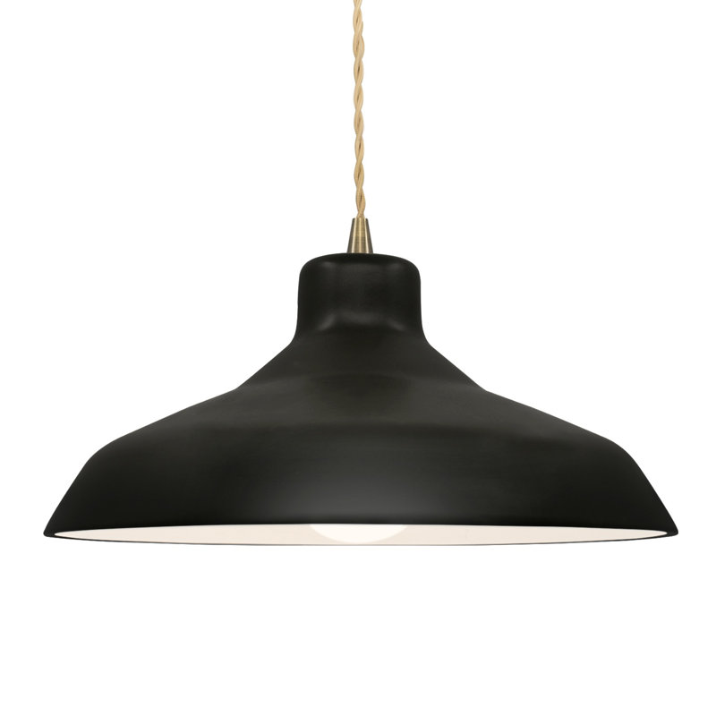 Gela 1 - Light Dome Pendant, Matte Black, 6.25" H x 13.5" W x 13.5" D, Celadon Green Crackle