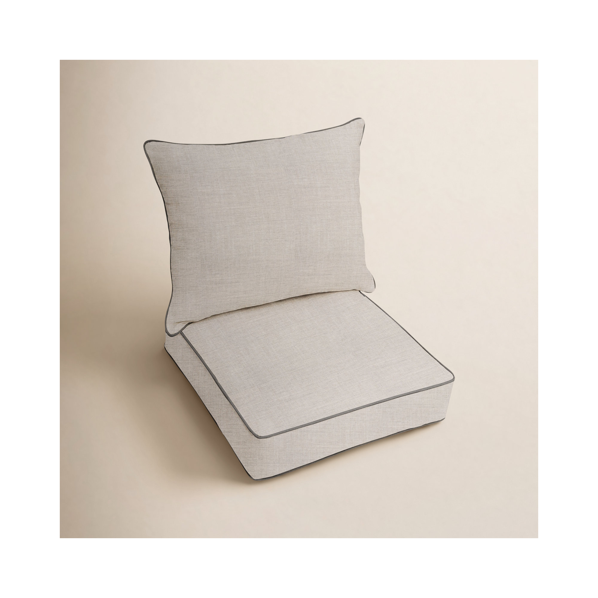 Indoor/Outdoor Sunbrella Seat/Back Cushion, 5" H x 23" W x 25" D, Cast Silver Sunbrella® Plainweave/Dark Brown