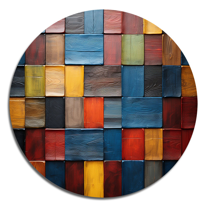 Kaiden - Art géométrique rond en métal, H 36 po x l 36 po