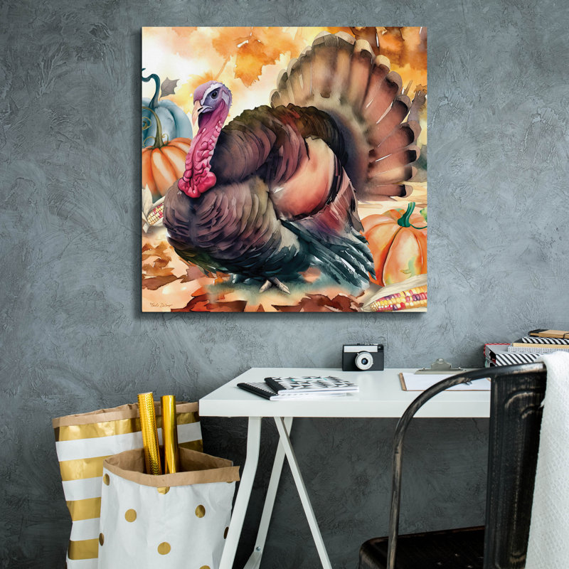  «Elegant Thanksgiving Turquie 1» par Nicole DeCamp, art mural sur toile, 26 po x 26 po