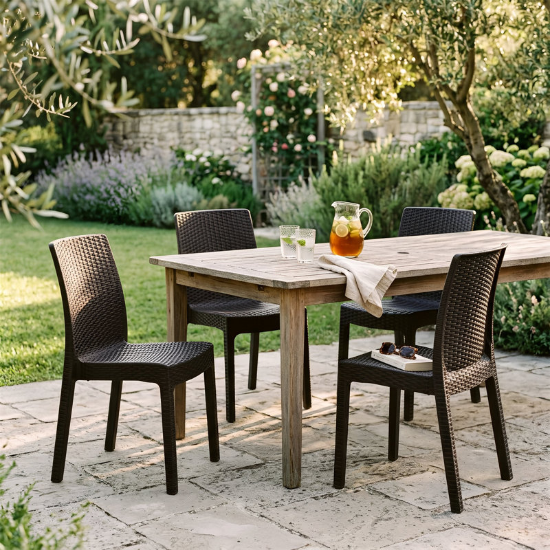 Harbour Housewares - Noble Square Rattan Effect Patio Dining Set - 5 Piece Set