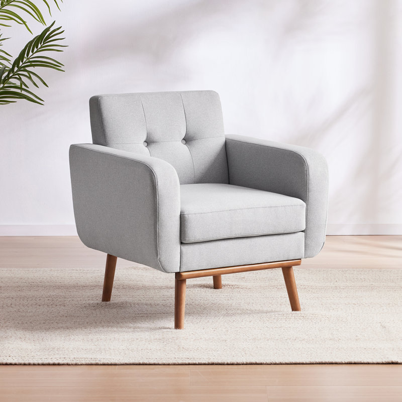 Upholstered Armchair, Light Grey