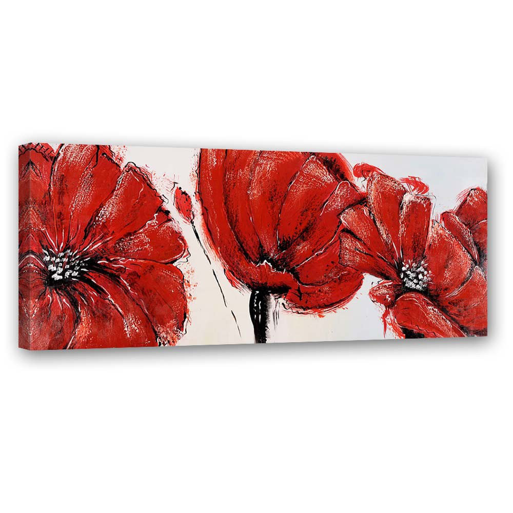 Leinwandbild 3 rote Mohnblumen