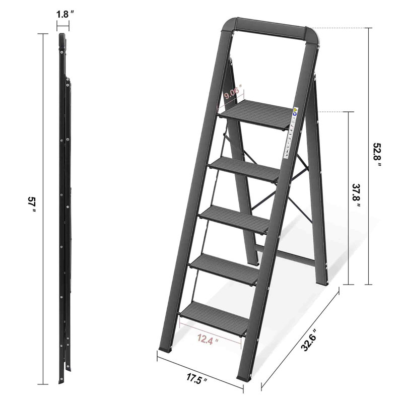 Aluminium Step Ladder, Black