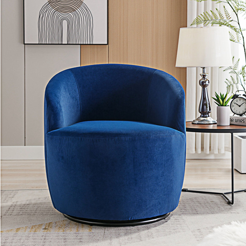 Genece Upholstered Swivel Accent Chair, Blue Velvet