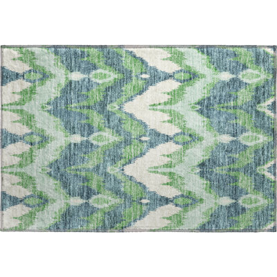 Premium Machine Washable Prisco Green Rug