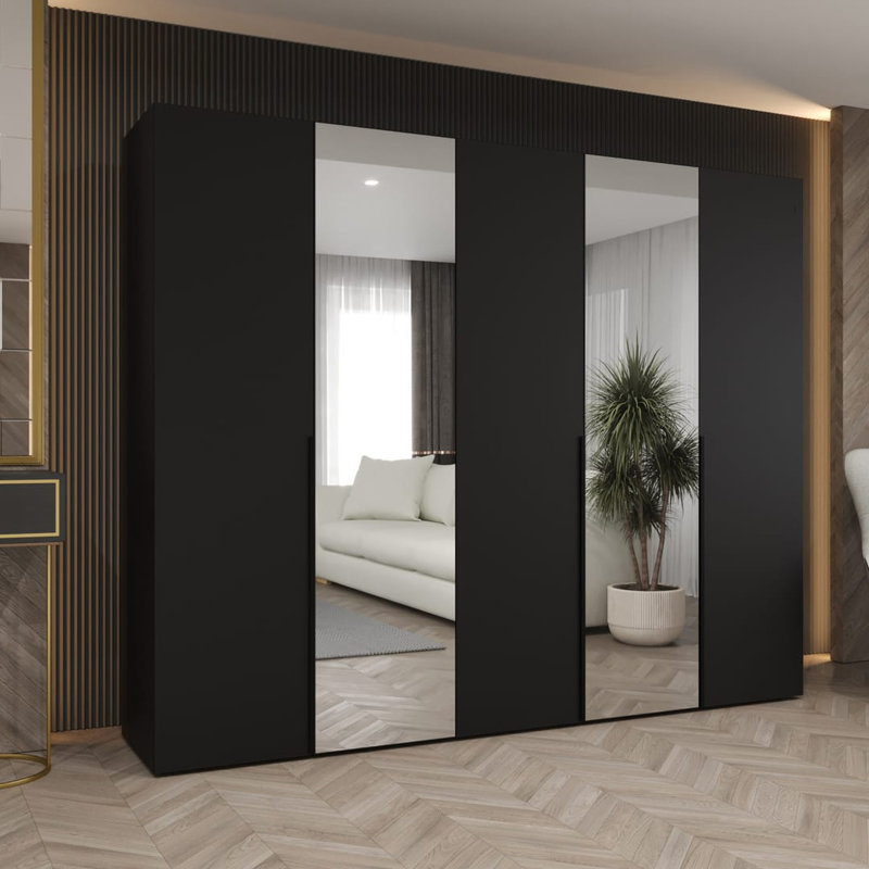 Bogins 4 Door Manufactured Wood Wardrobe, Black