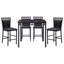 Ensemble de salle à manger 5 pièces à hauteur de comptoir avec table ronde en faux marbre et 4 chaises en noir élégant, idéal pour les petites cuisines