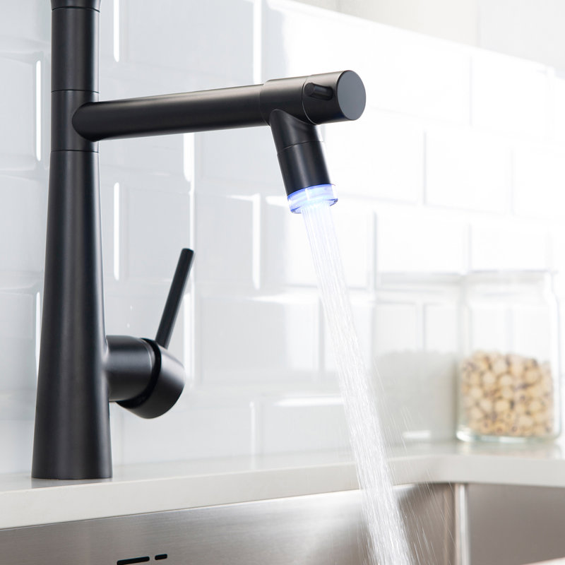 Heavy Duty Kitchen Faucet - Commercial Style Pull Down Matte Black With Single Handle Pre-Rinse Construction Sink Spring