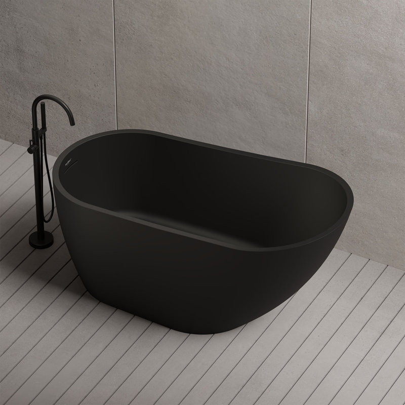 Monblari 59" X 29" Acrylic Freestanding Soaking Bathtub With Overflow And Pop-Up Drain For Bathroom, Matte Black