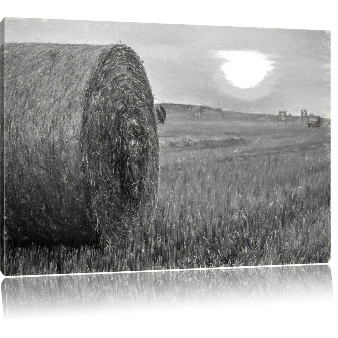 Leinwandbild Straw Bales in a Field