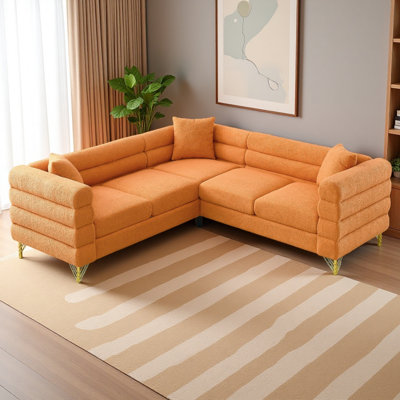 81.5-Inch Oversized Corner Sofa, L-Shaped Sectional Couch, 5-Seater Corner Sofas With 3 Cushions For Living Room