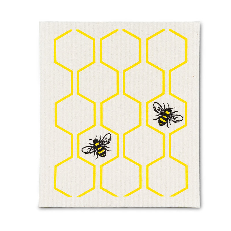 Set Of 2 Bee & Honeycomb Dishcloth
