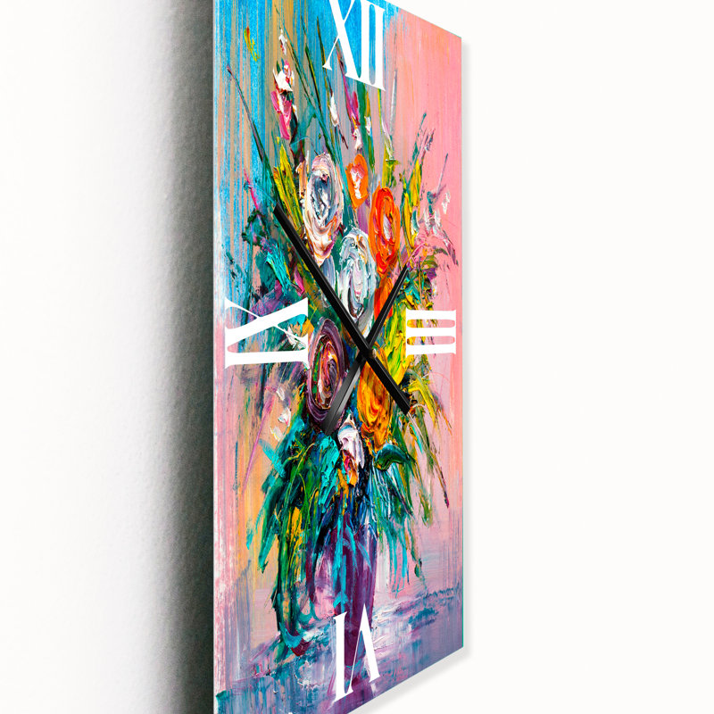 Horloge murale Bouquet de fleurs éclatantes, Petit
