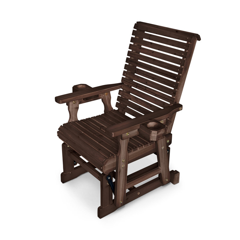Fauteuil coulissant en bois pour une personne, bois de sapin massif, Ton cèdre