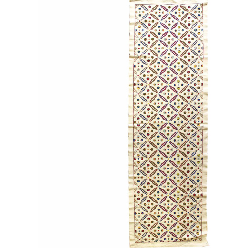 New Suzani One-of-a-Kind 1'11" X 6'1" Runner Wool Area Rug in Beige