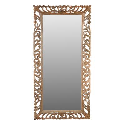 Margo Mirror In Natural Finished Handcarved Solid Wood
