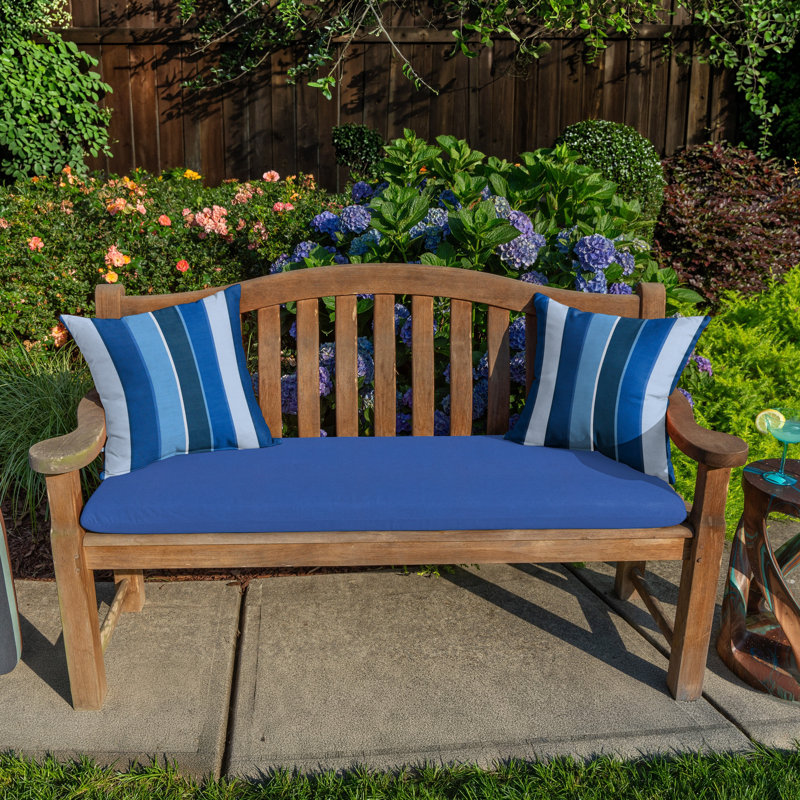 Casual Cushion Outdoor Bench Cushion, Sunbrella Fade & Water Resistant for Porch Swings, Garden Benches & Settees, 48"W x 18"D, 2.5" thick, Reversible, Canvas True Blue