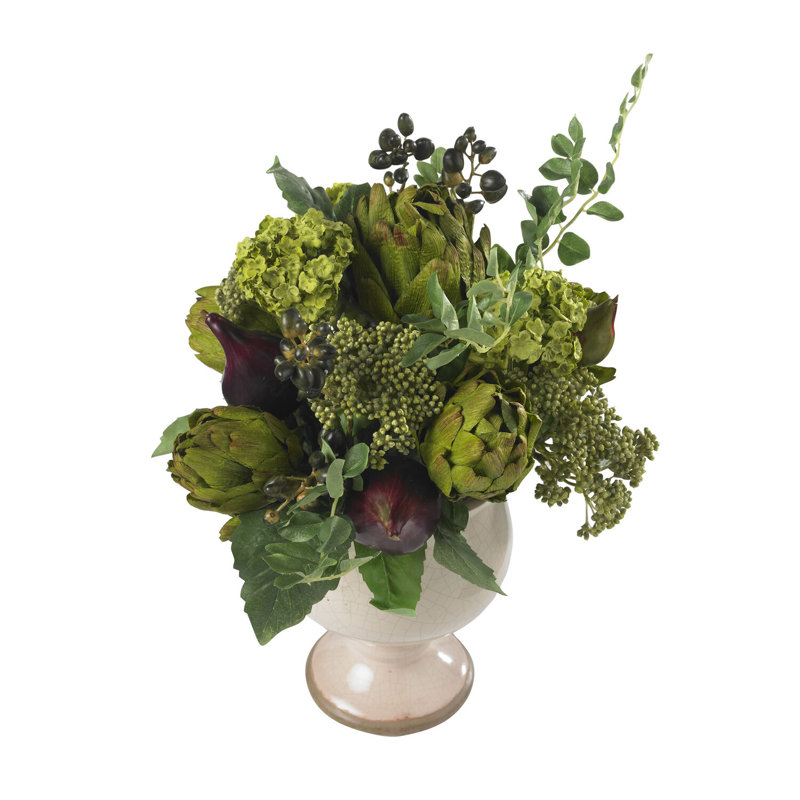  Artichoke and Hydrangea Silk Flower Arrangement