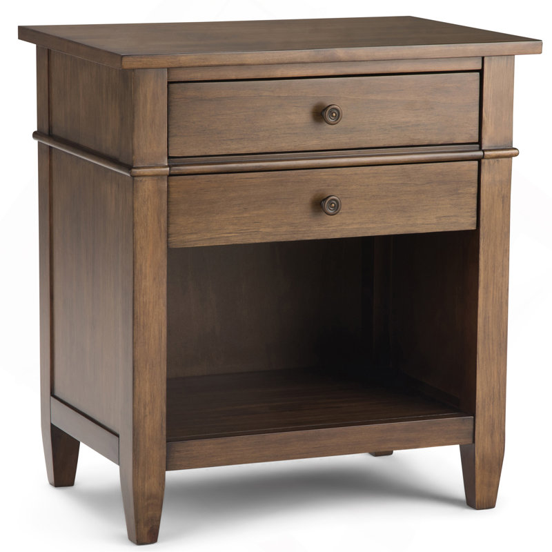 Carlton - Bedside Table - Rustic Natural Aged Brown, Dark Brown