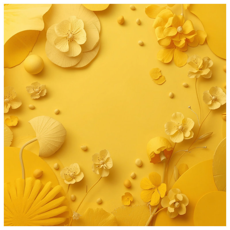 Yellow Paper Flowers Bath Mat, 24in W x 17in L