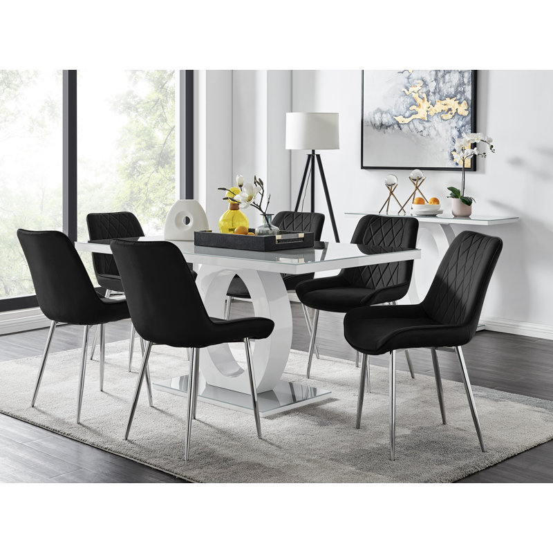 Bekircan 6 - Person Dining Set, Black/Silver