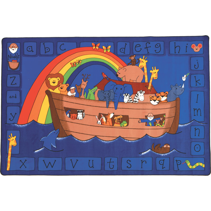 Tapis bleu Alphabet Noah's Voyage, Rectangle 6 pi x 9 pi