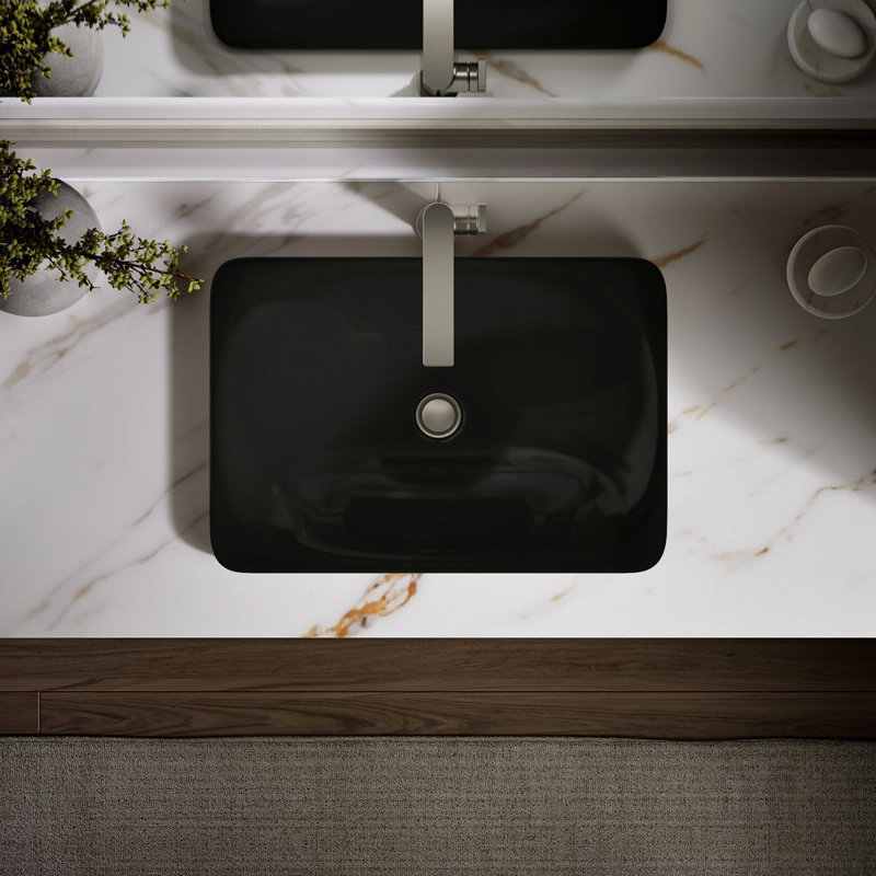 Carillon® Ceramic Rectangular Drop-in Bathroom Sink, Black