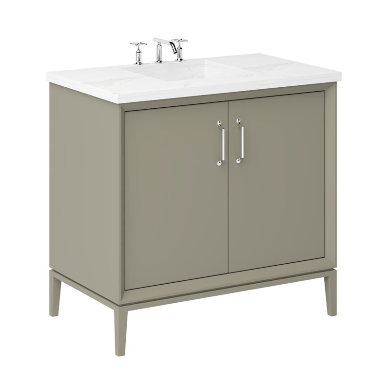 Alexandra Single Bath Vanity, Polished Chrome, 24", French Olive