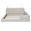 Grand lit plateforme tapissier avec 2 lampes de lecture, blanc