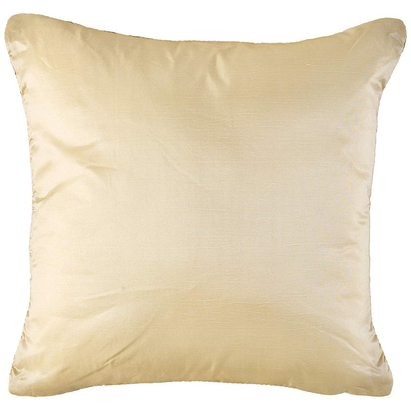 Gold Floral Embroidered Square Polyester Throw Pillow Set