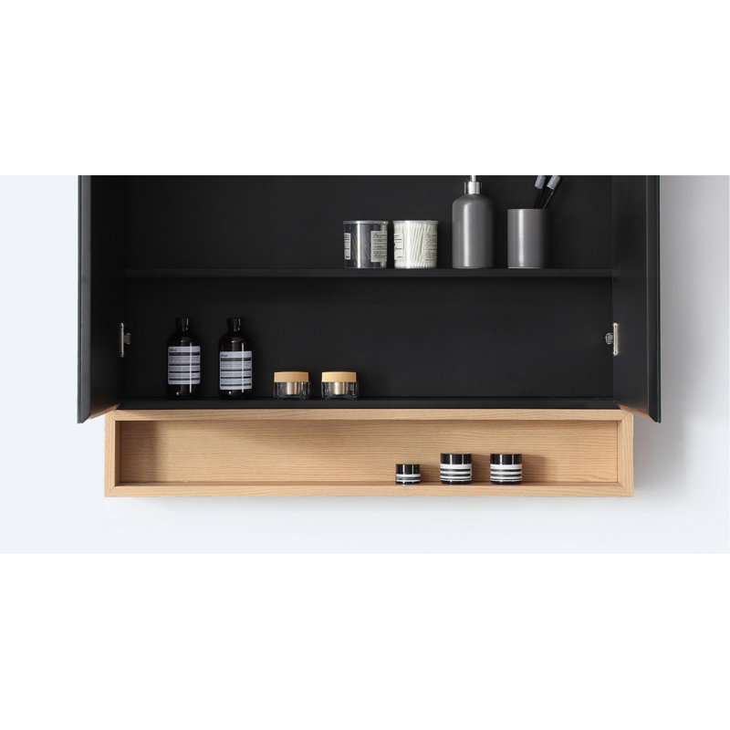 Bergen 36" Medicine Cabinet, Matte Black/Whitewash Oak