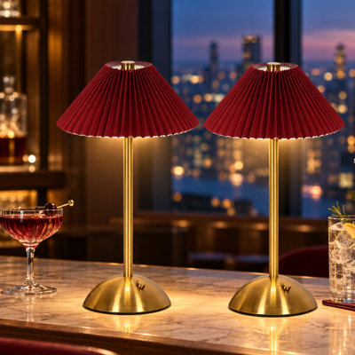 Lampe de table rechargeable en tissu plissé avec gradation tactile pour bureau (ensemble de 2)