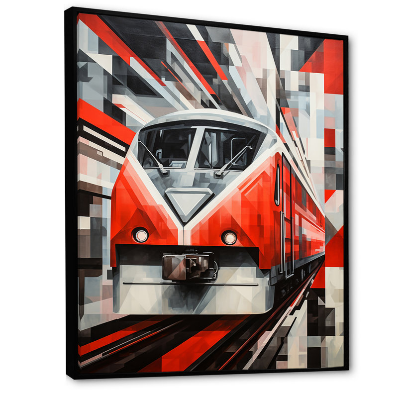 Train géométrique Momentum IV - impression, Cadre flottant noir, H 40 po x l 30 po x P 1,5 po