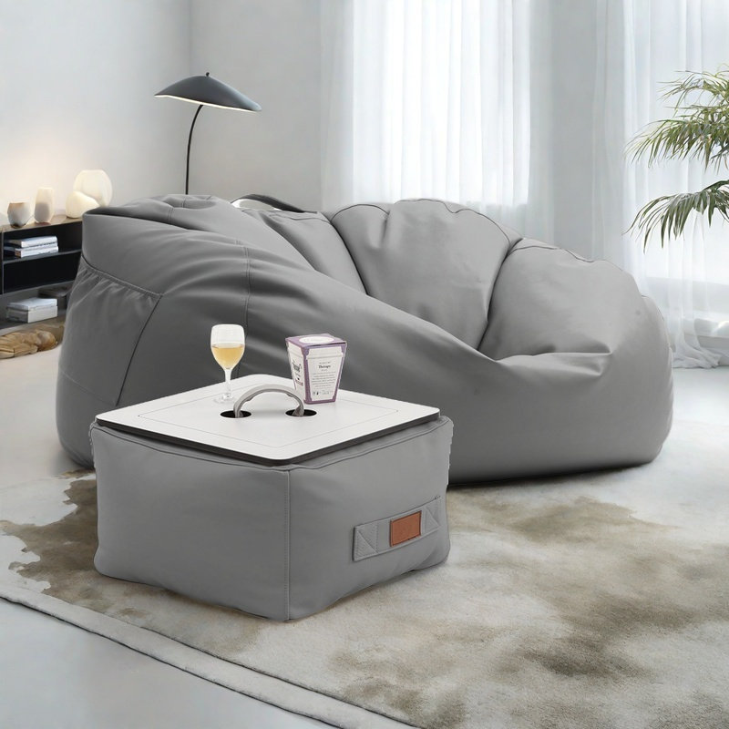 Canapé simple, Cuir véritable gris