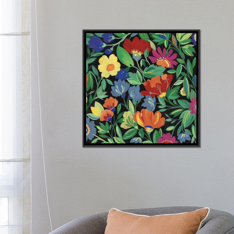 «Jamaican Garden», reproduction sur toile, H 18 po x l 18 po x P 1,5 po, Toile avec cadre noir, Pas de tapis